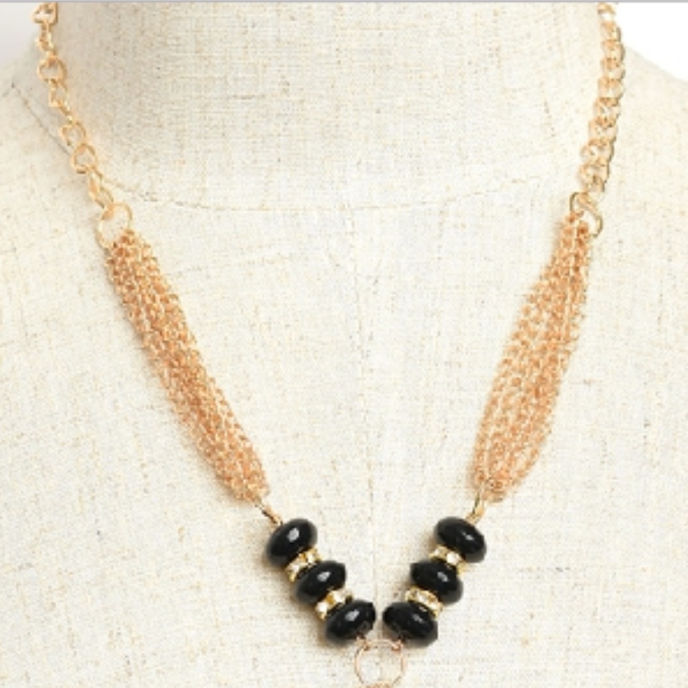 NWT Chain Tassle Bead Drop Necklace - Picture 5 of 6